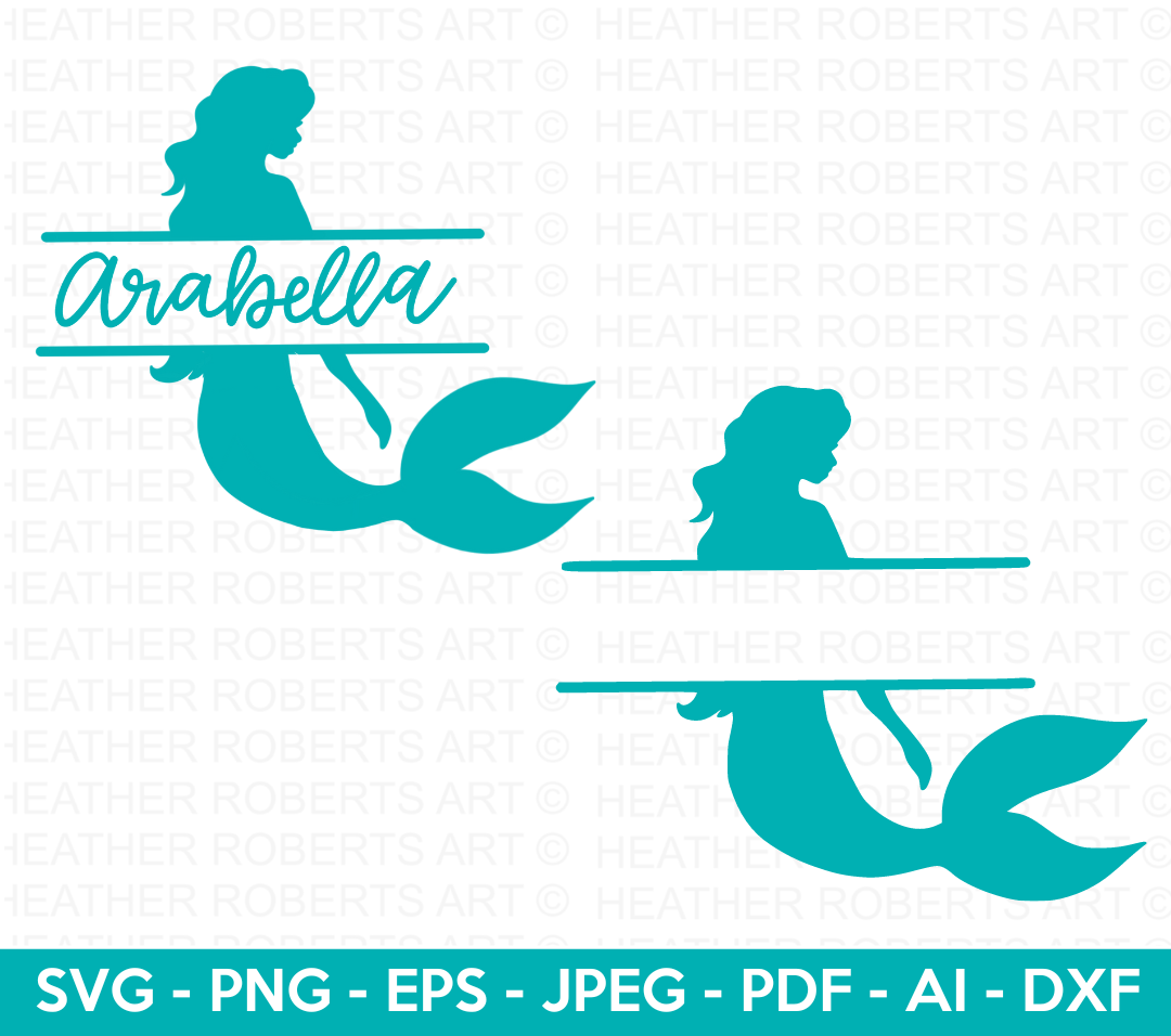Mermaid Split Monogram SVG