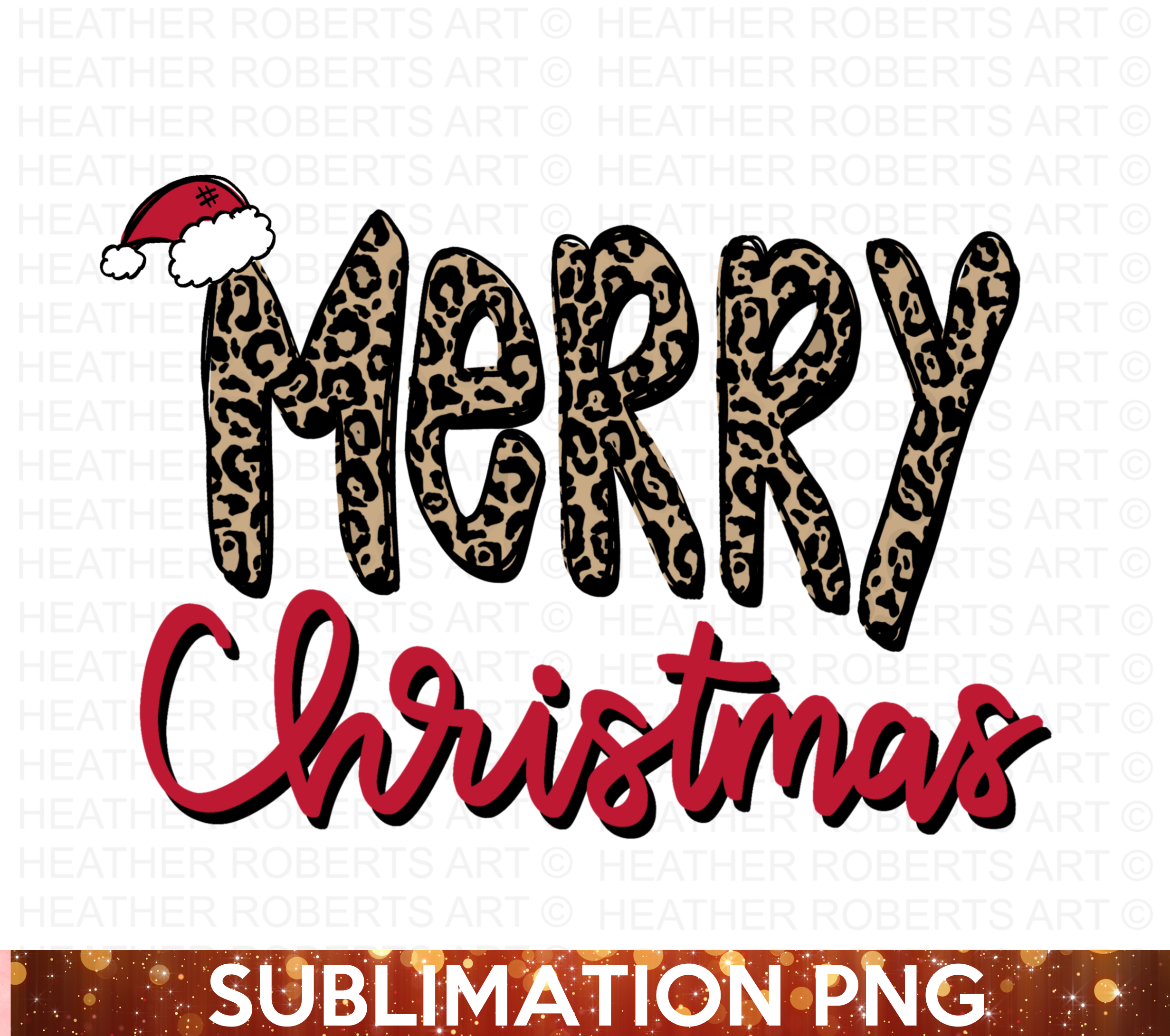 Merry Christmas with Santa Hat PNG