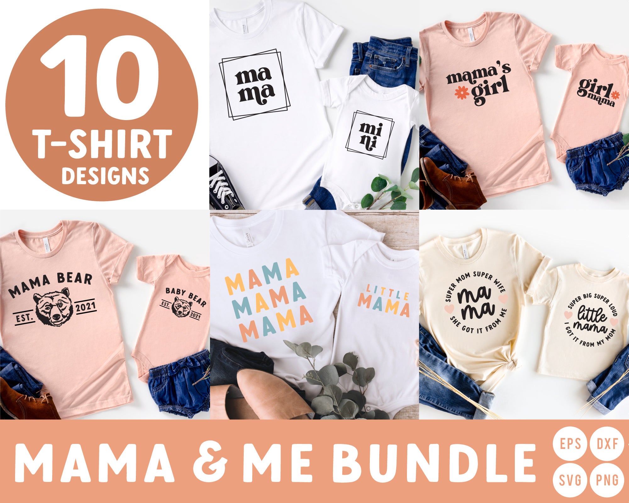 Mommy & Me Tee SVG Mini Bundle | 10 Shirts Design Pack