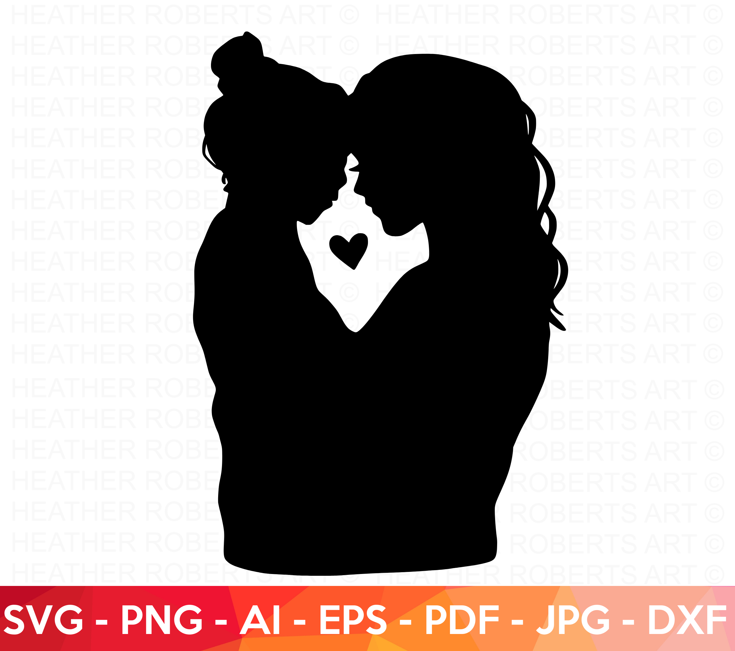 Mother Daughter Silhouette SVG