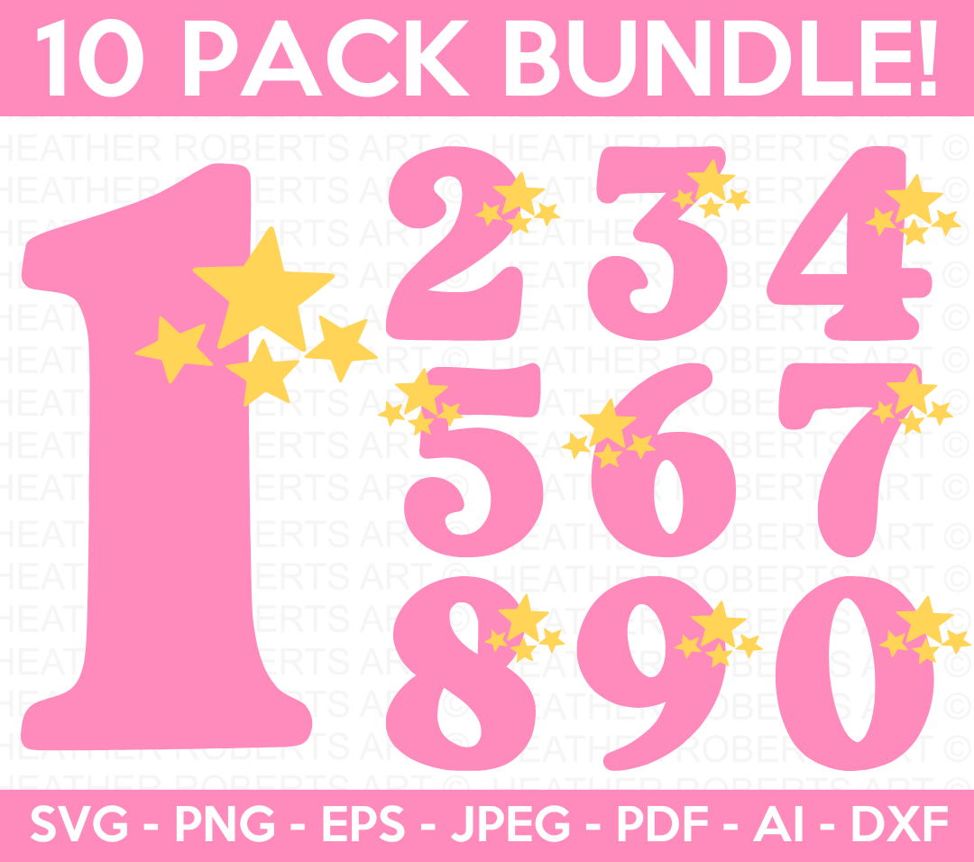 Numbers with Stars SVG Bundle