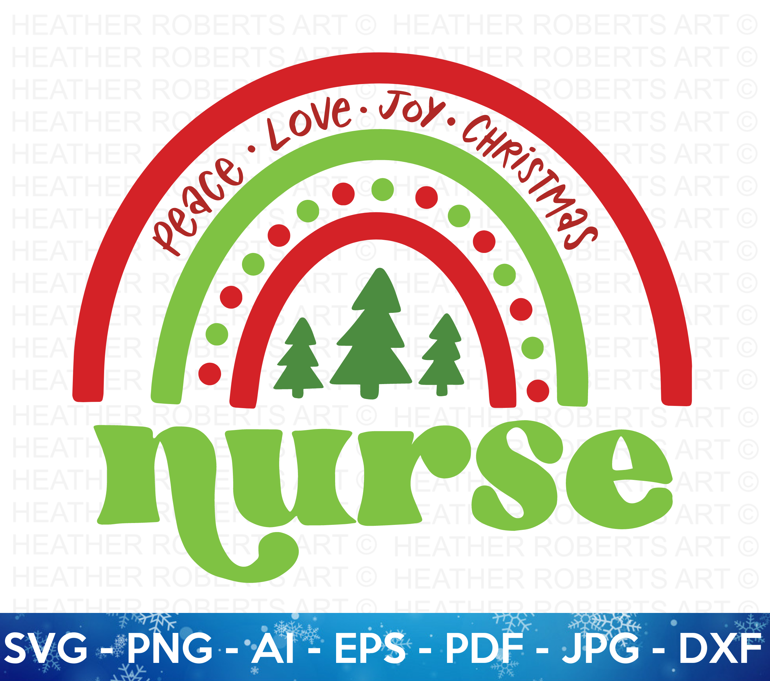 Nurse Christmas Rainbow SVG