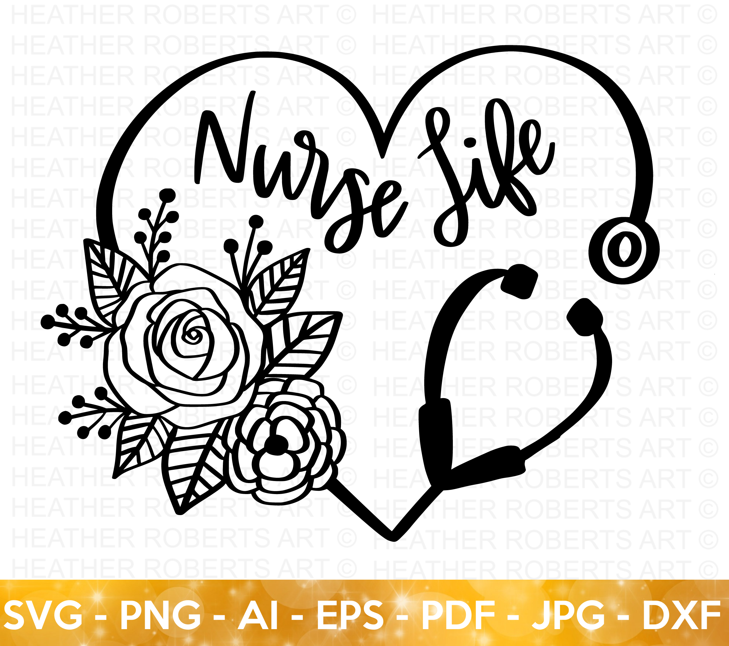 Nurse Life Floral Frame SVG