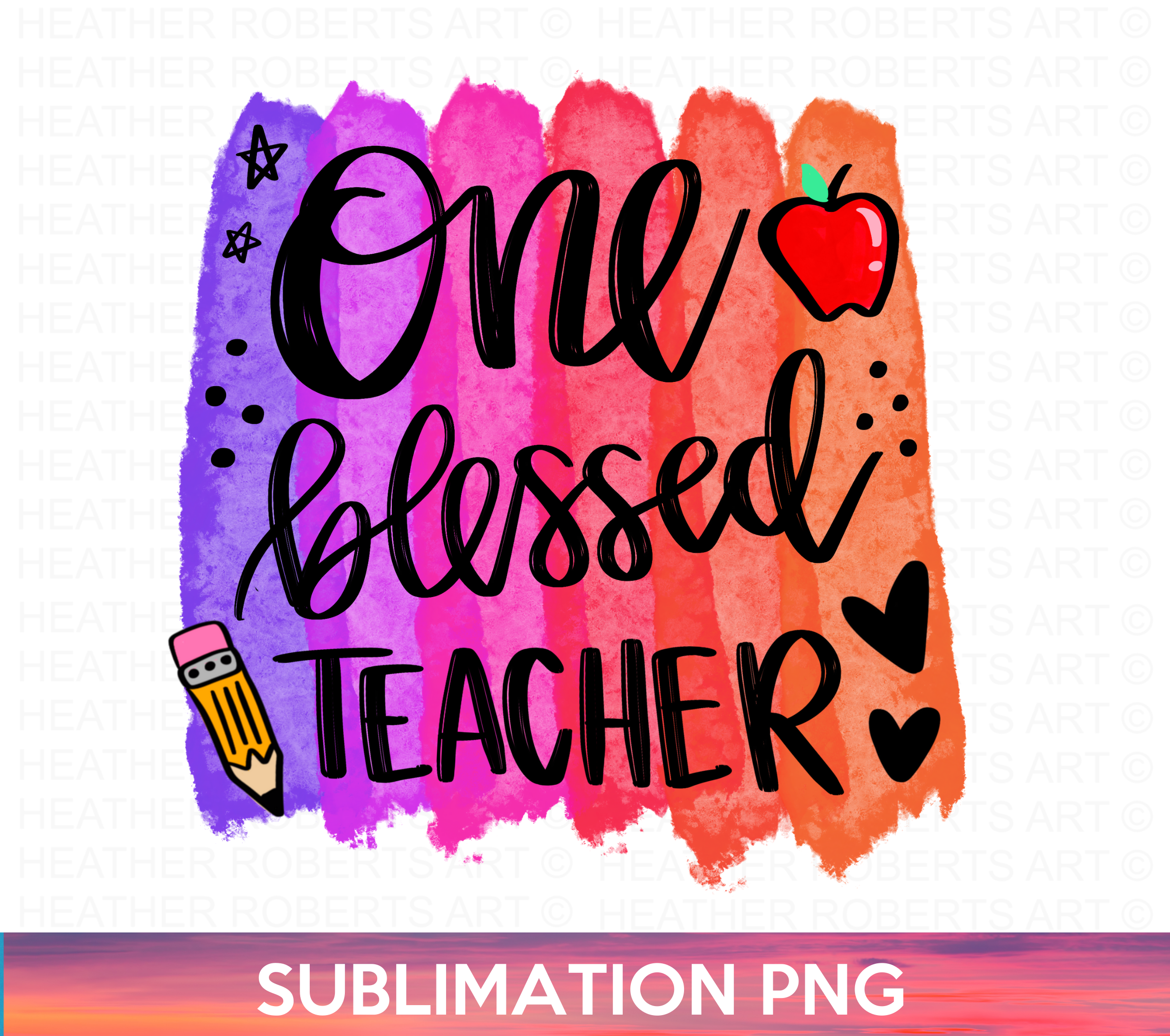 One Blessed Teacher Sublimation PNG