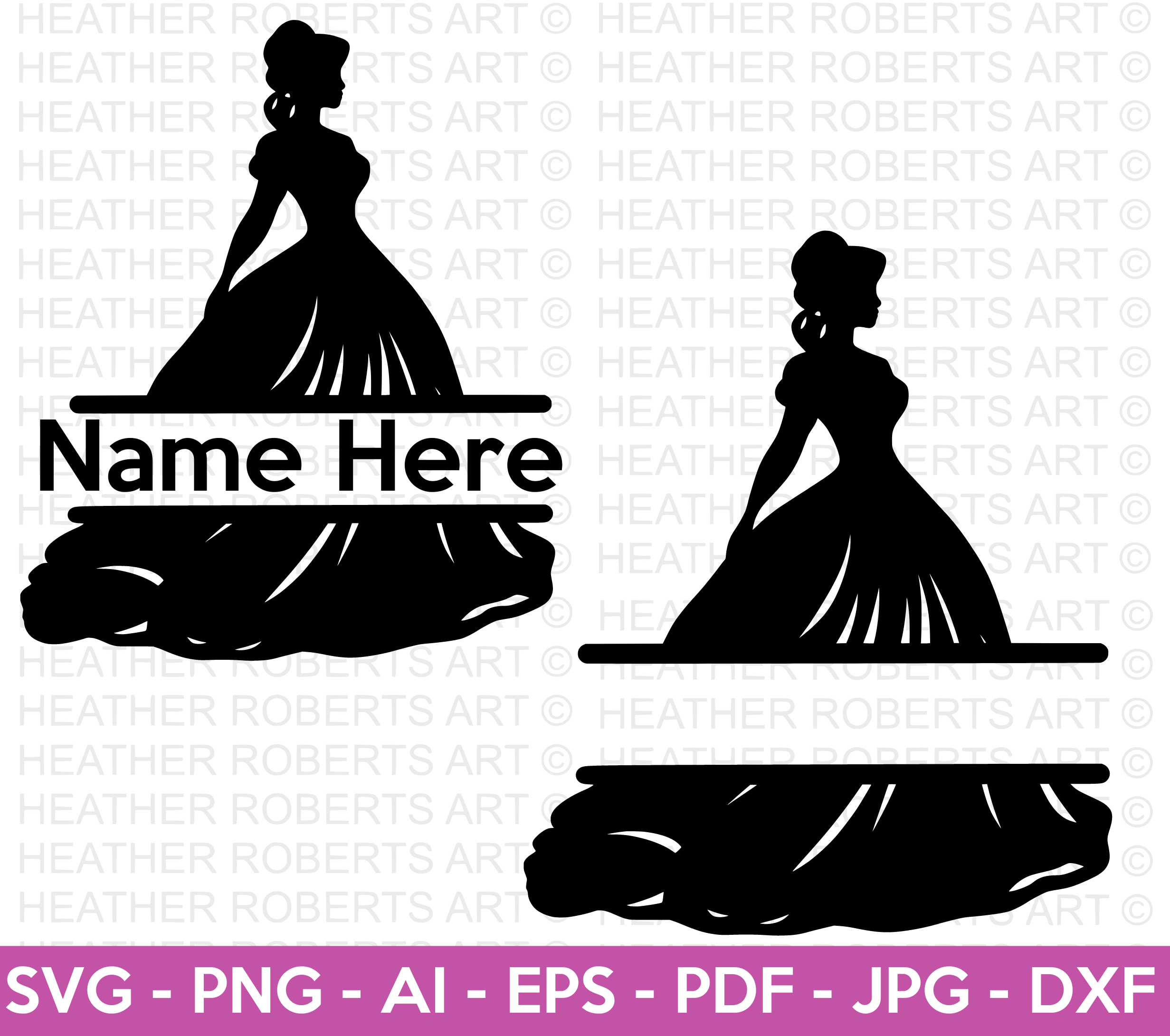 Princess Split Monogram SVG