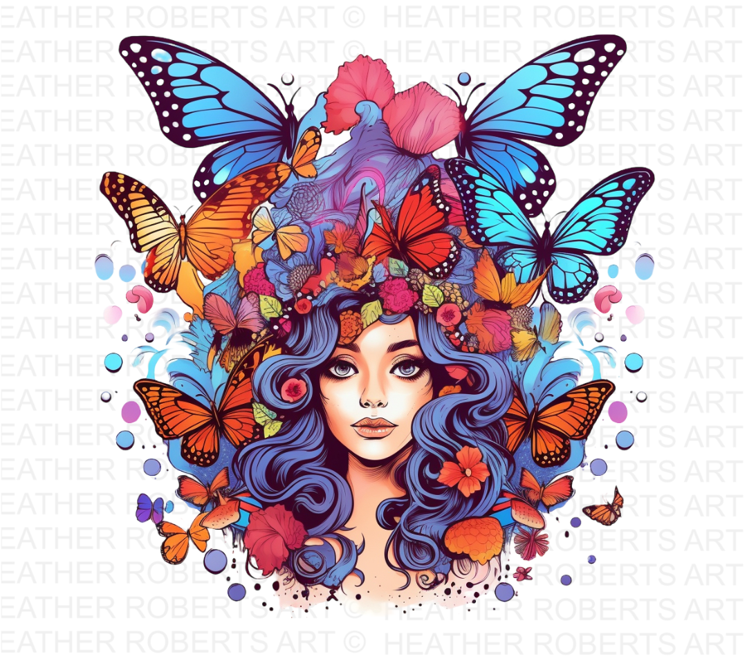 Psychedelic Butterfly Woman PNG