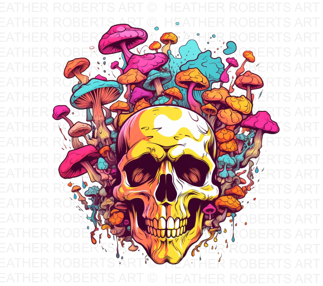 Psychedelic Mushroom Skull PNG
