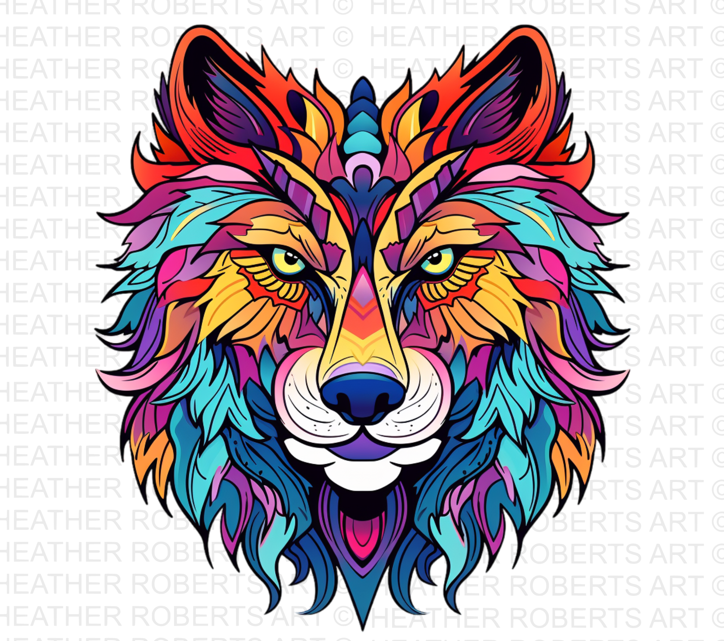 Psychedelic Wolf PNG