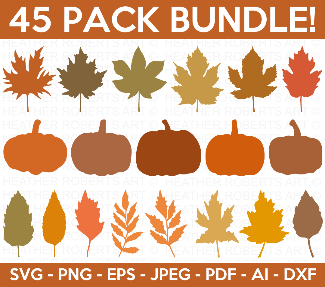 Pumpkin and Fall Leaves SVG Bundle