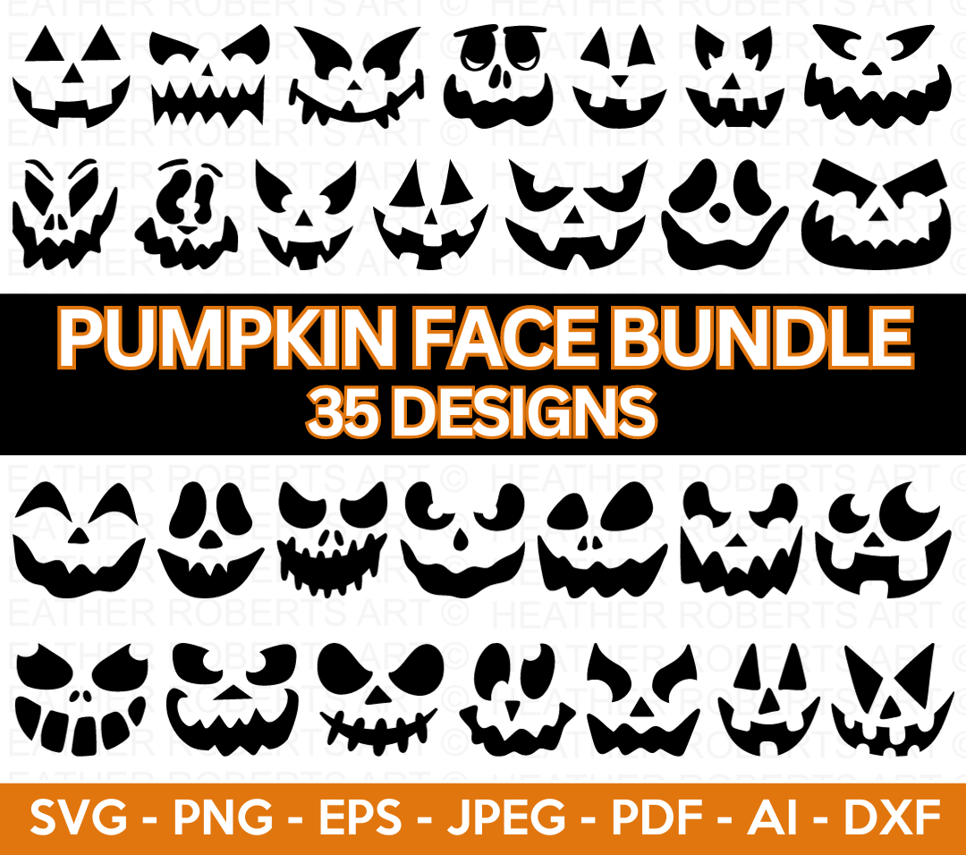 Pumpkin Face Svg Bundle, Jack O Lantern Faces Bundle