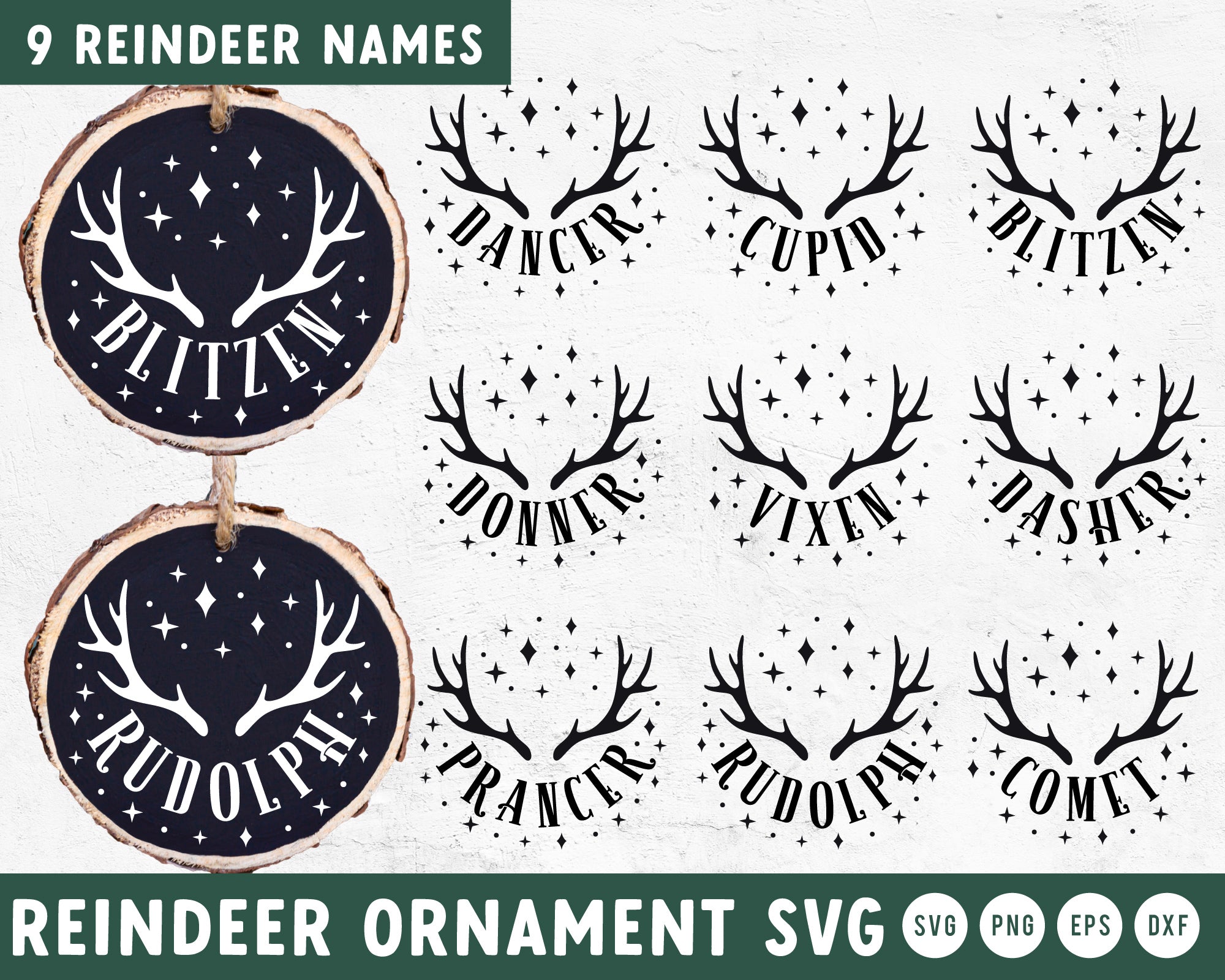 Reindeer Name Ornament SVG Bundle