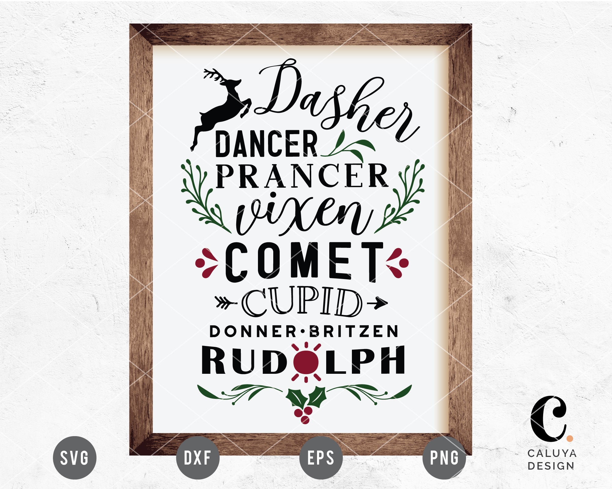 Reindeer Names Sign SVG