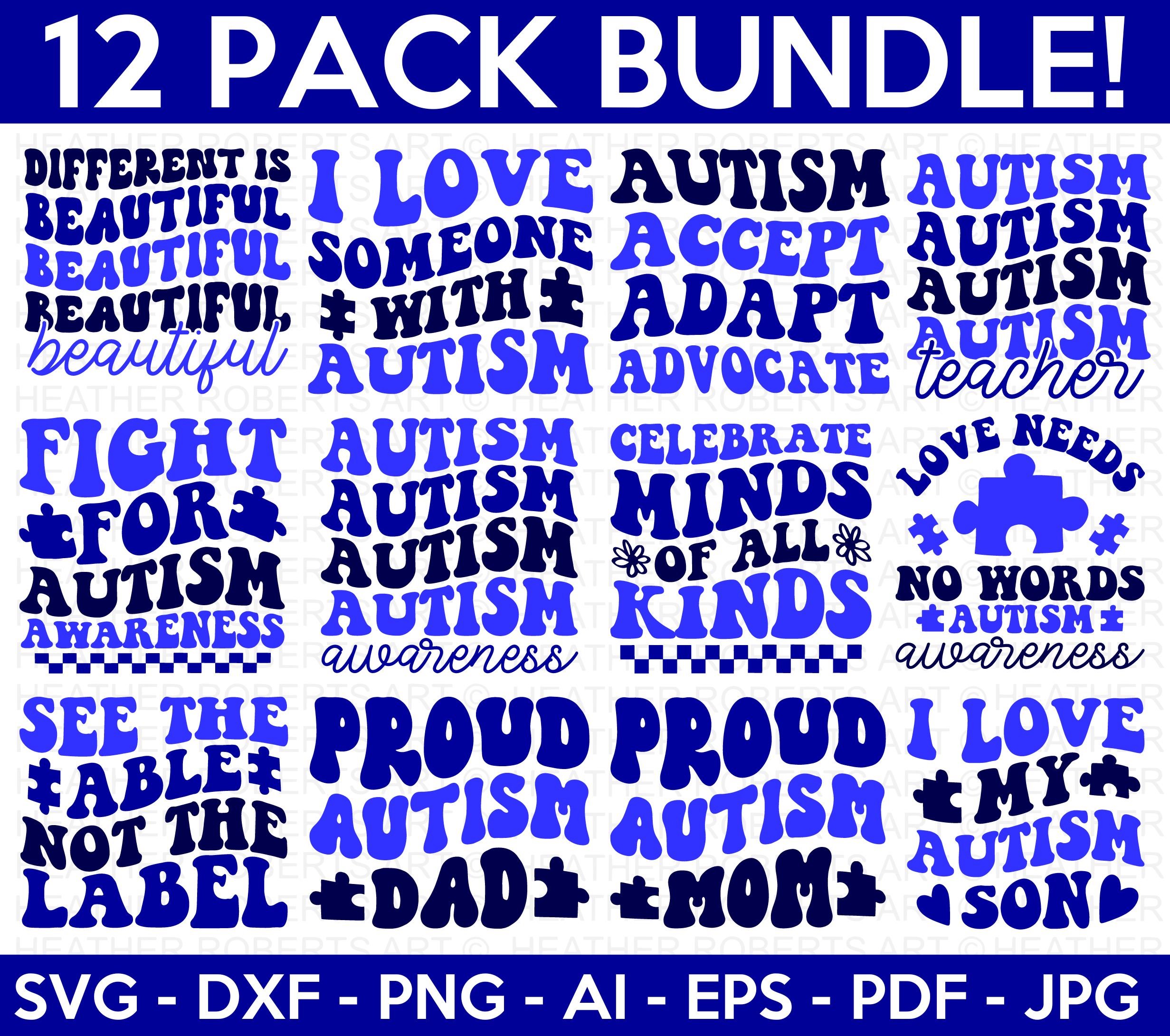 Retro Autism Awareness SVG Bundle