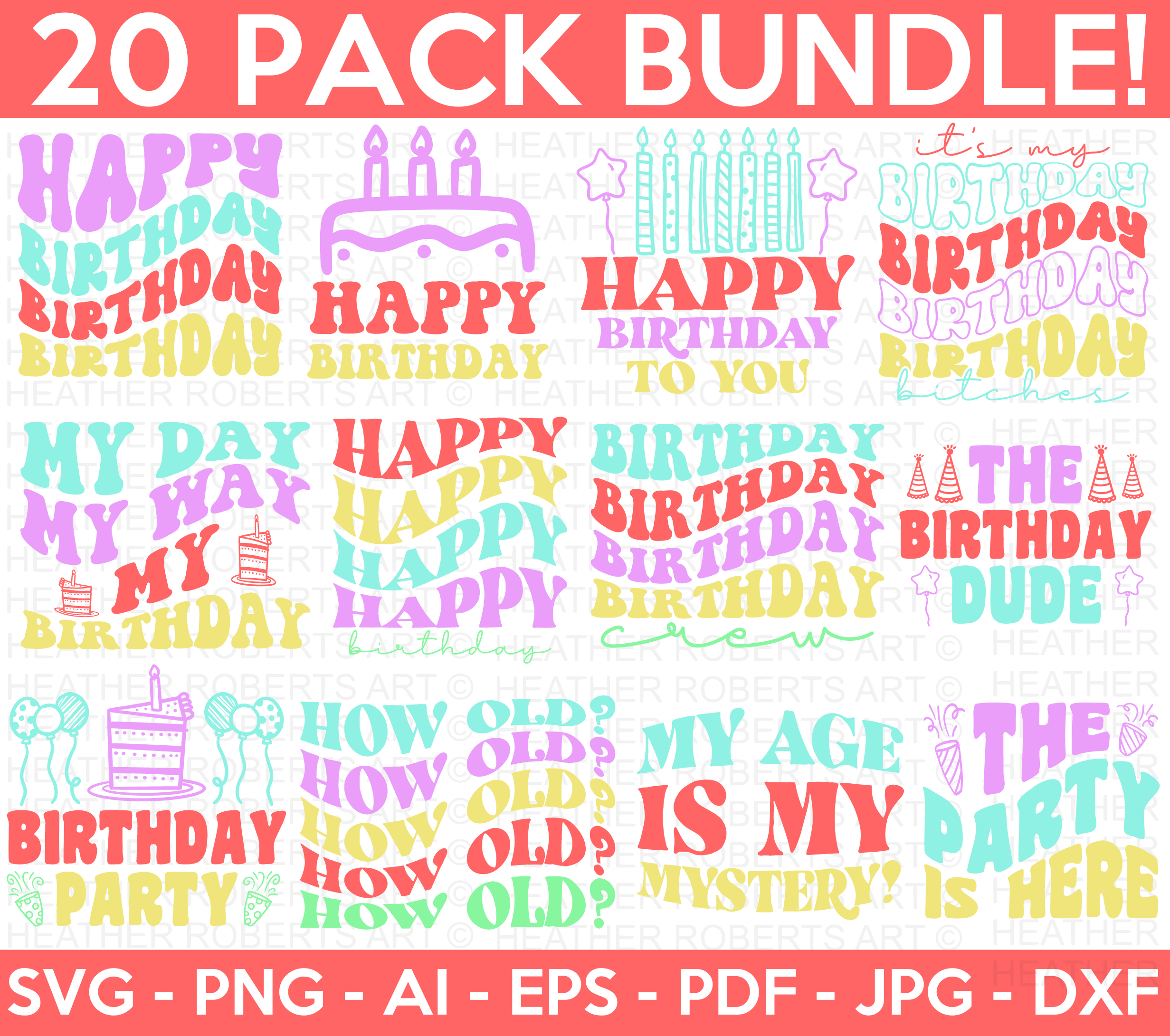 Retro Birthday SVG Bundle