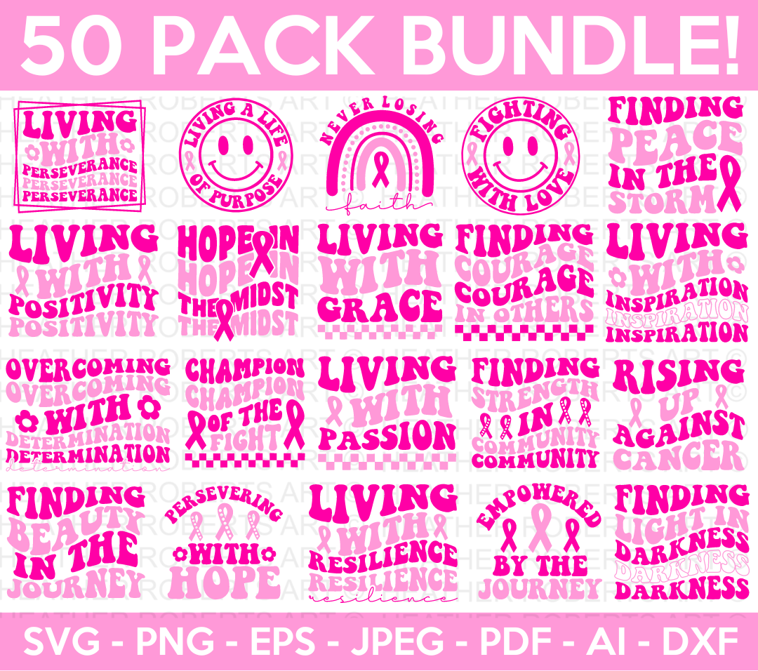 Retro Cancer Awareness SVG Bundle