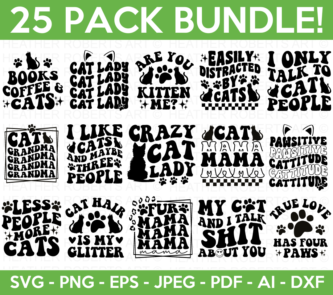 Retro Cat Quotes Svg Bundle