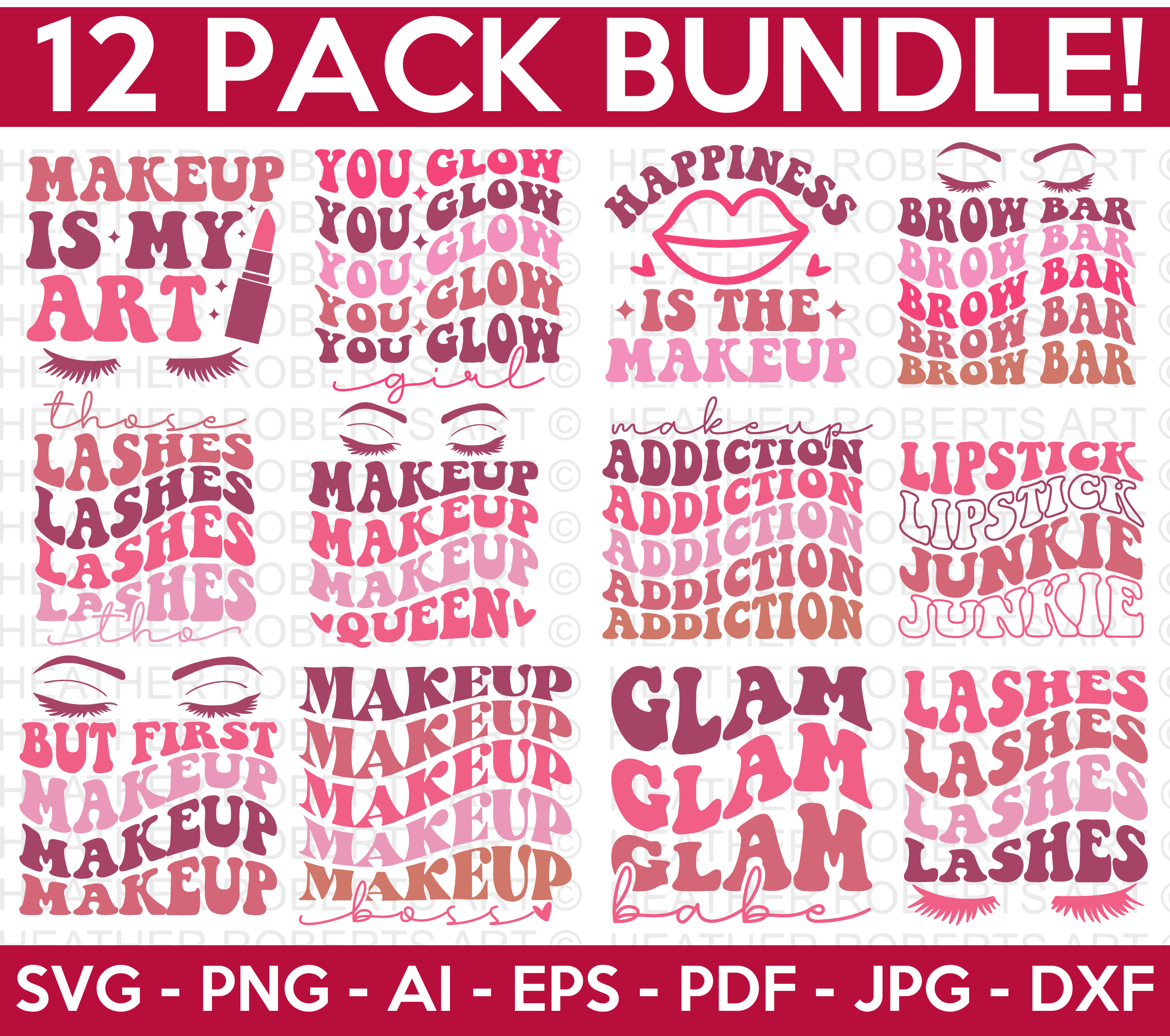 Retro Make Up SVG Bundle (Colored)