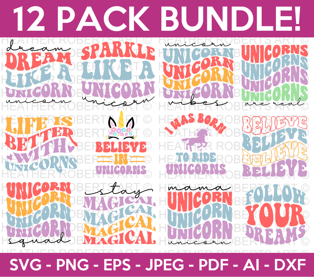 Retro Unicorn Svg Bundle