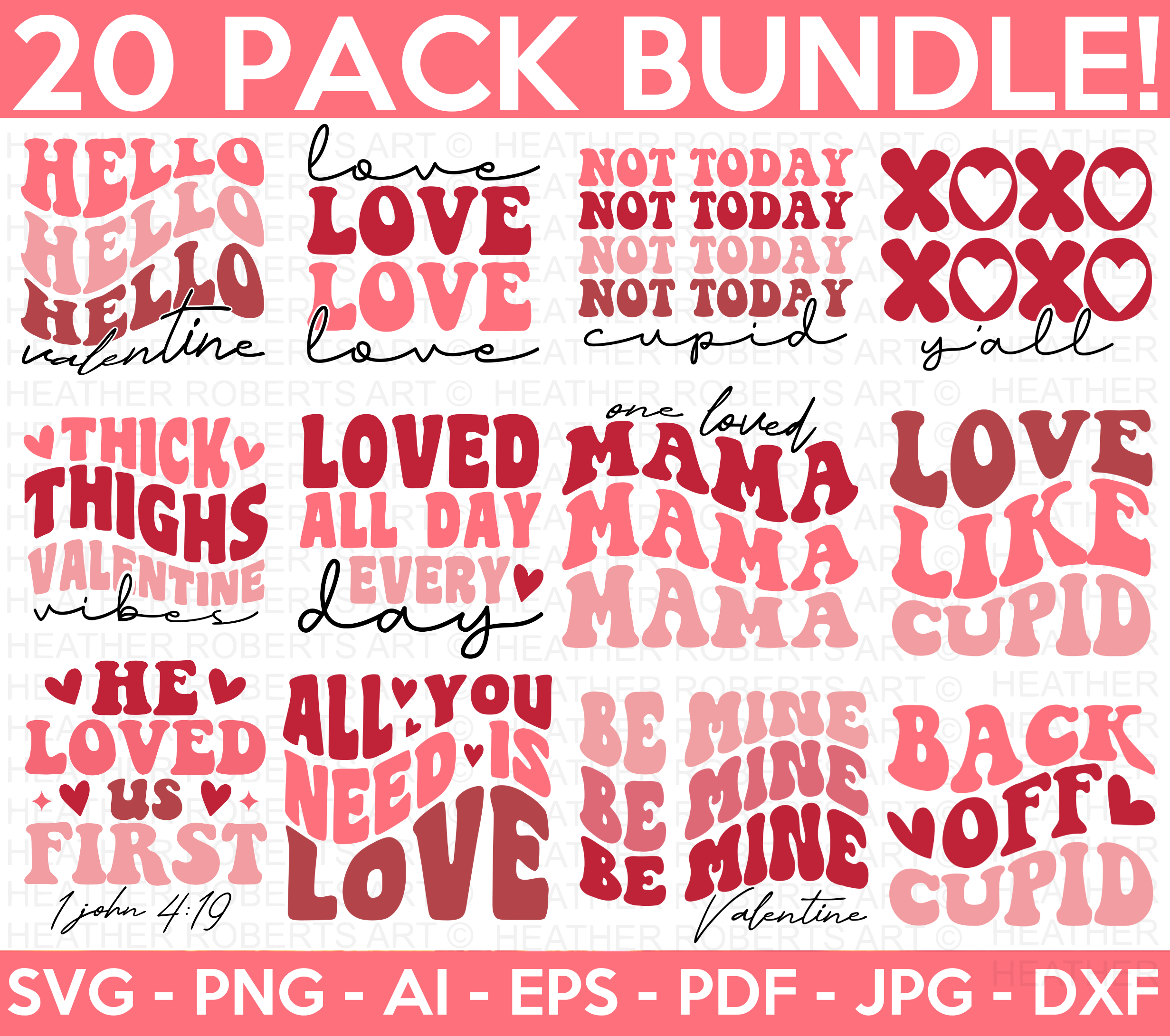 Retro Valentines SVG Bundle