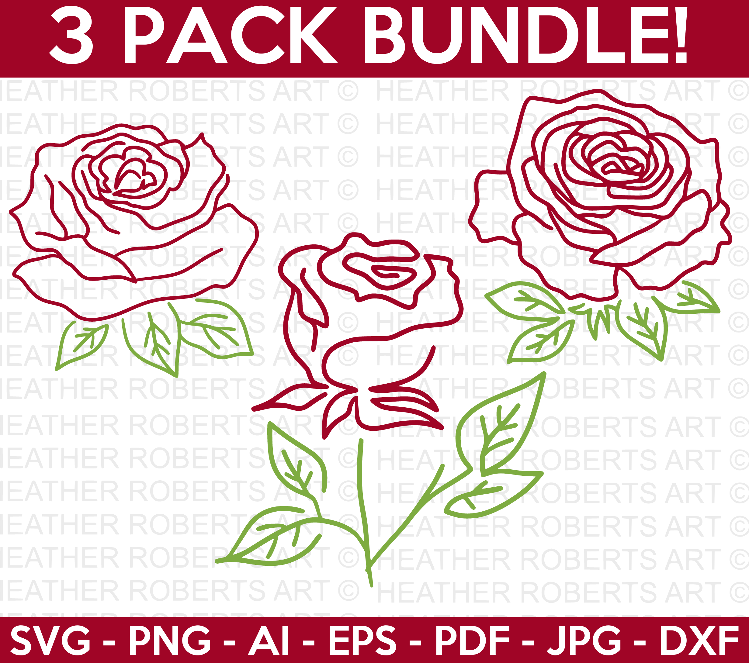 Rose Line Art Mini Svg Bundle