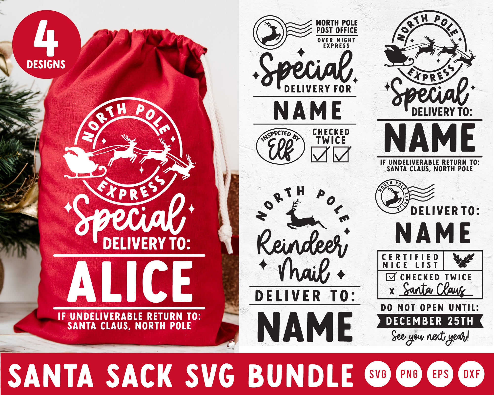 Santa Sack Making SVG Mini Bundle | Thick Font Version