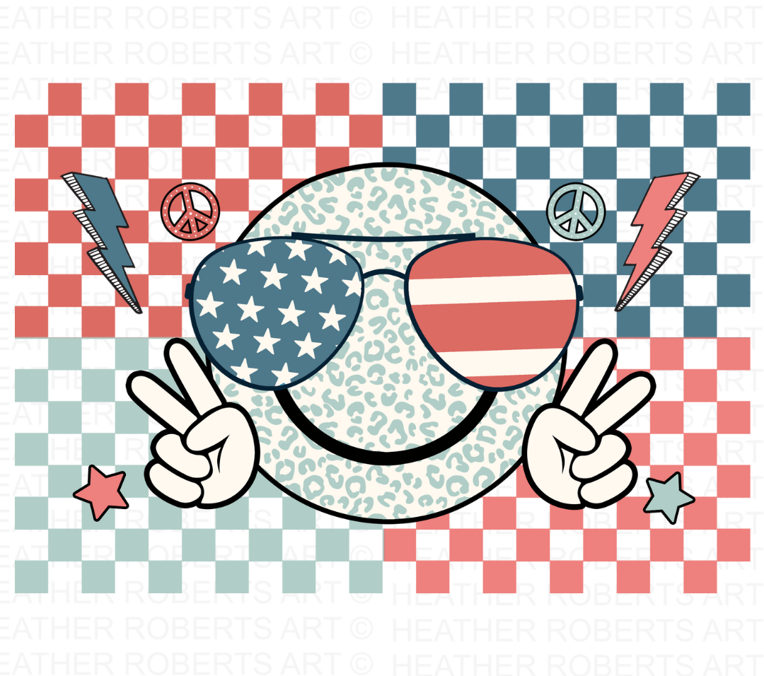 Smile Face USA Flag PNG Sublimation