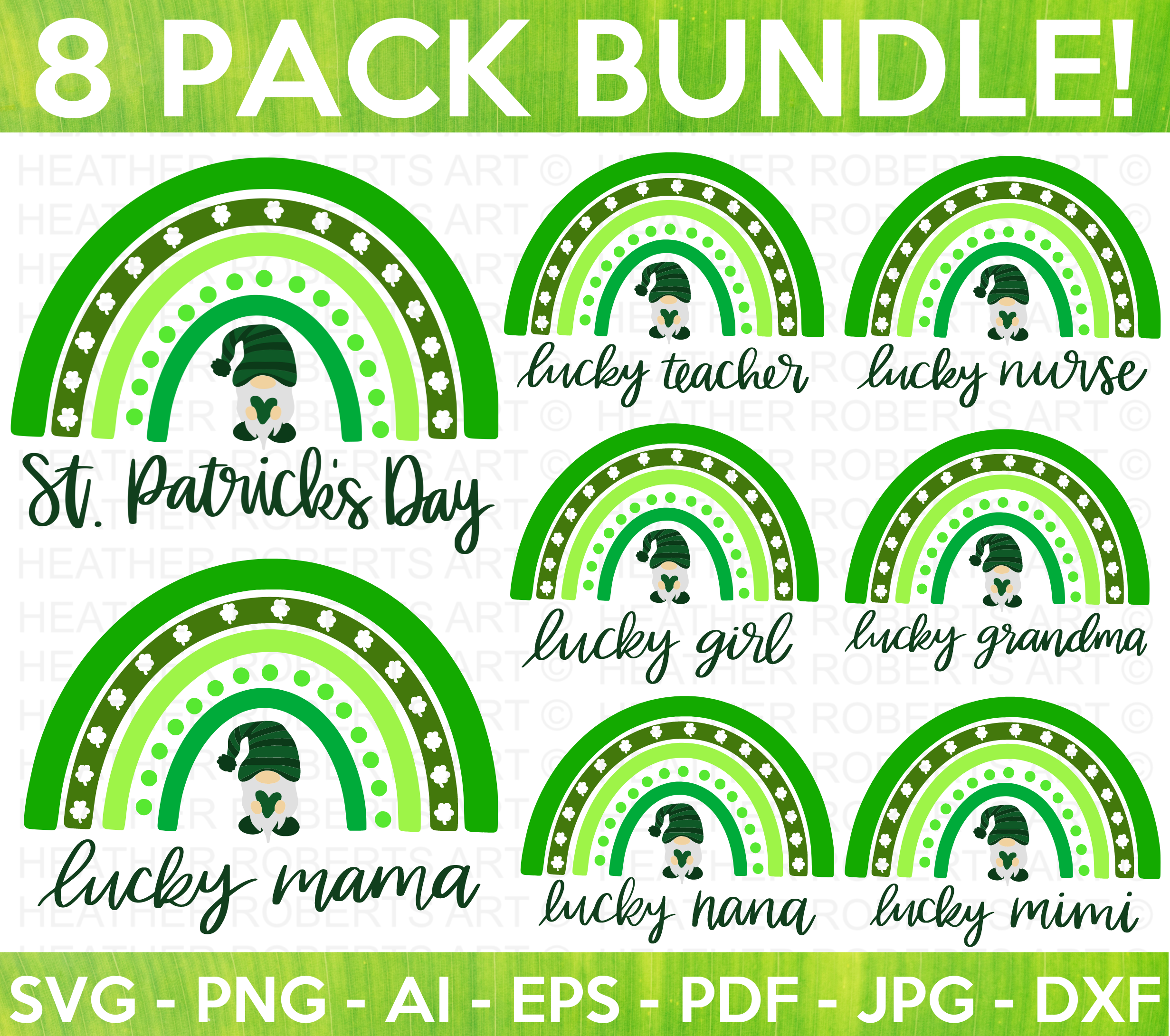 St Patrick's Day Gnome Rainbow SVG Bundle