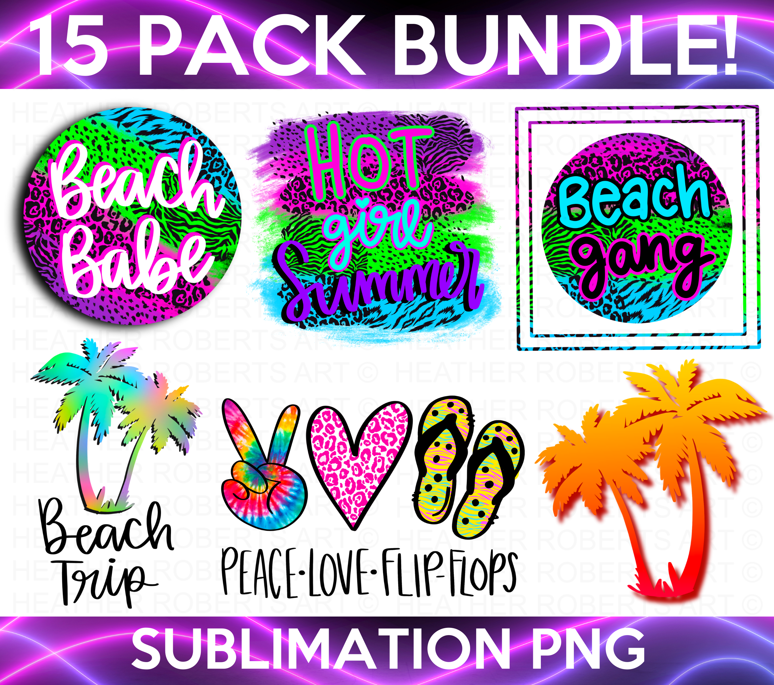 Summer Neon Beach Sublimation Bundle