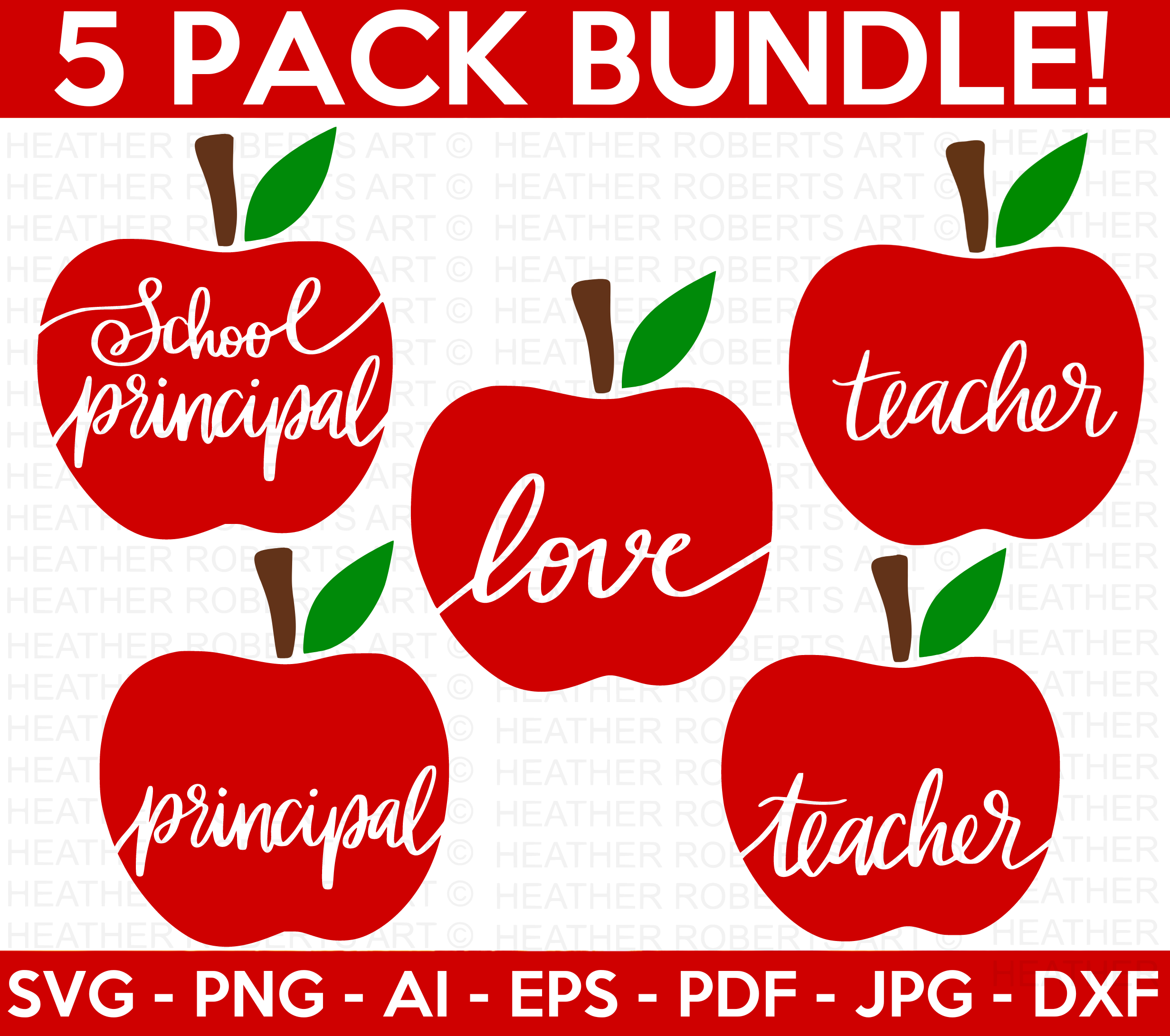 Teacher Apple SVG Bundle