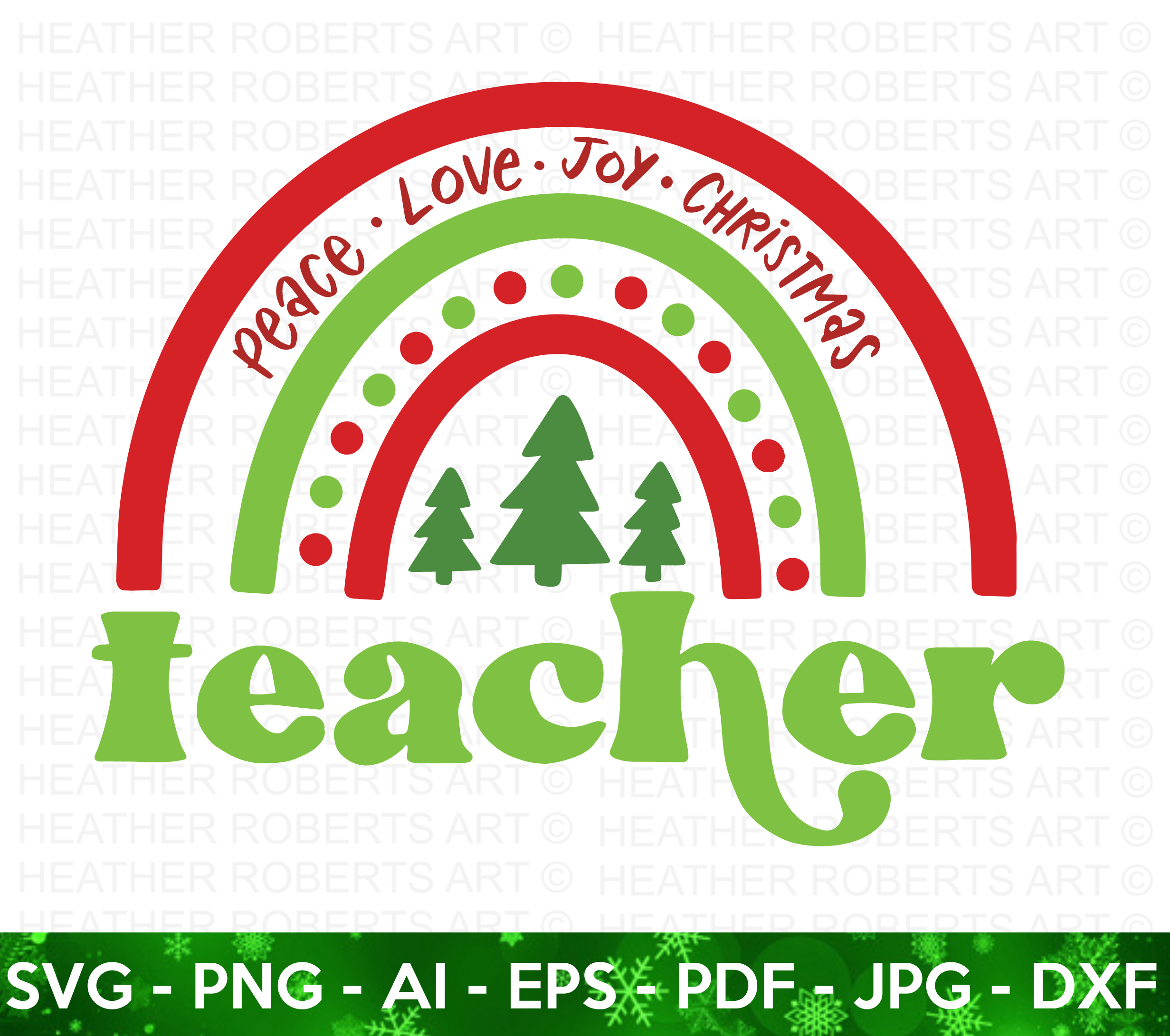 Teacher Christmas Rainbow SVG