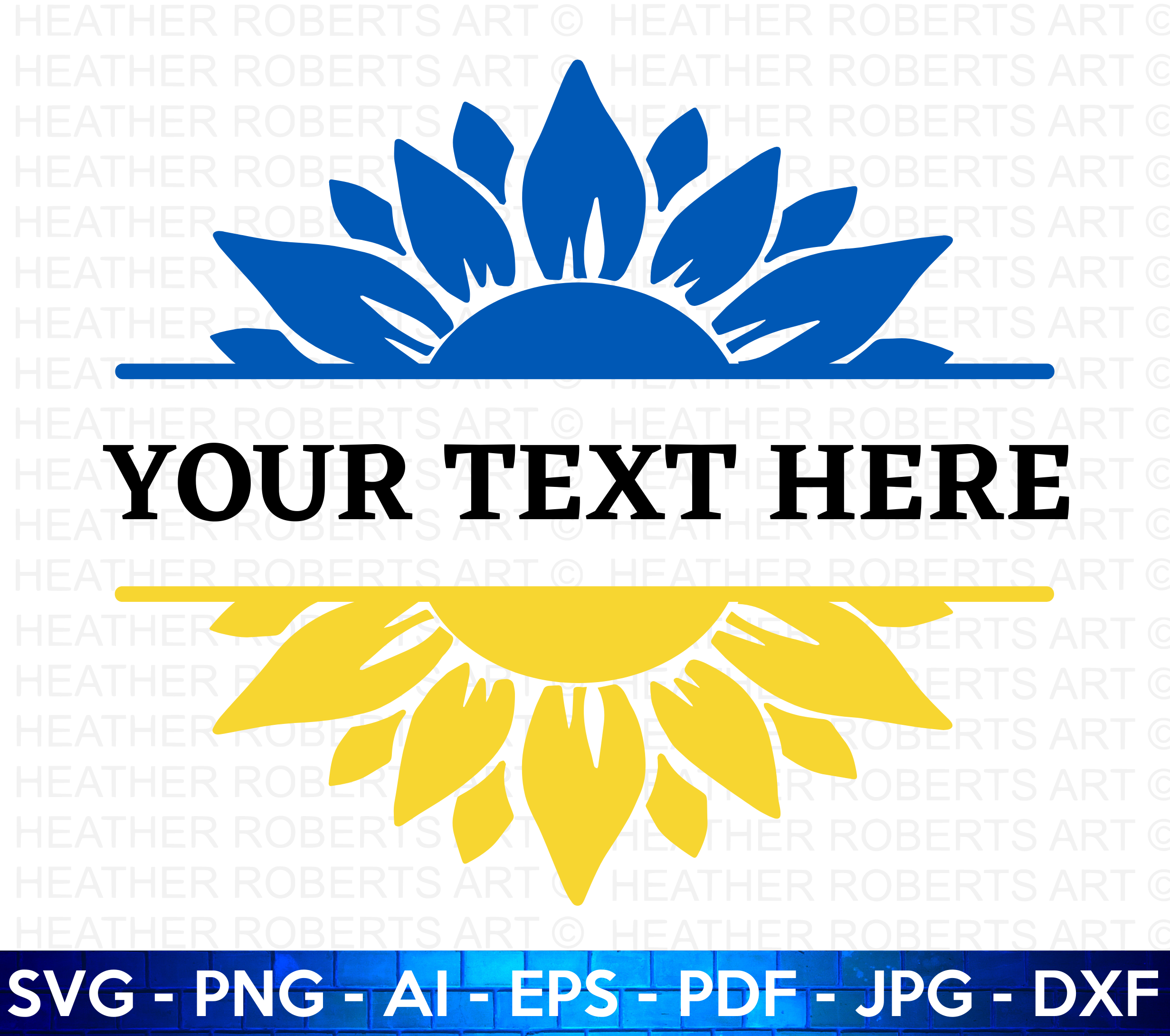 Ukraine Split Sunflower Monogram SVG