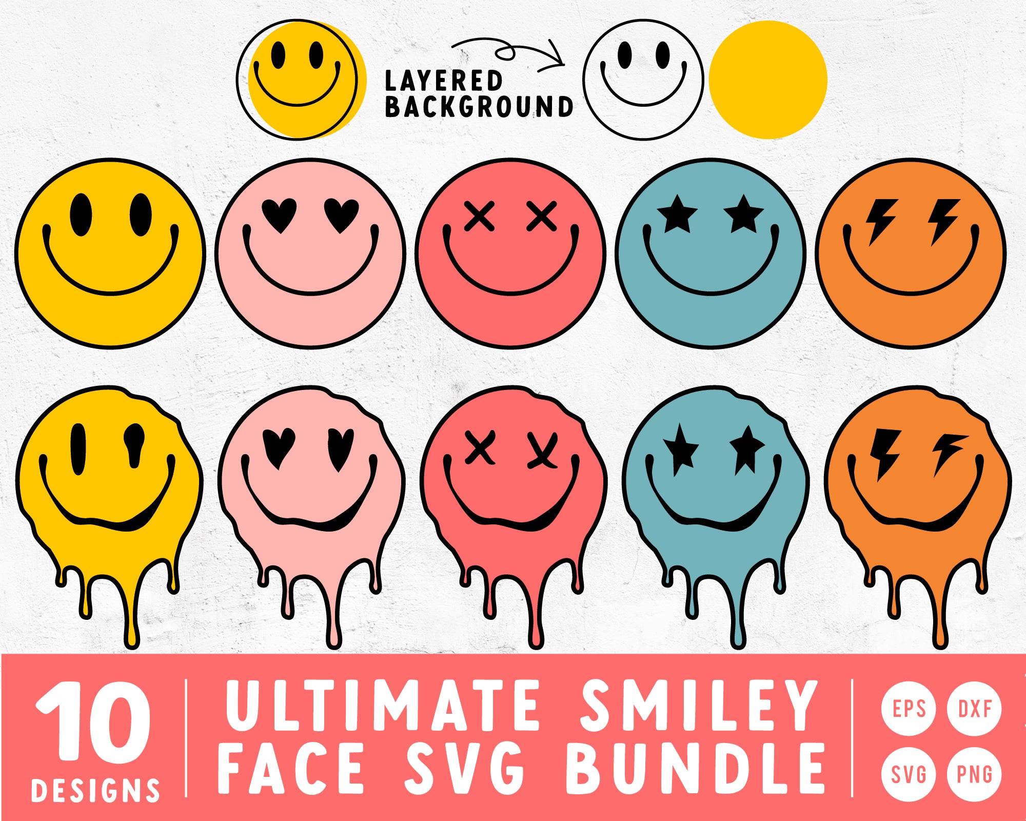 Ultimate Smiley Face SVG Mini Bundle | 10 Pack