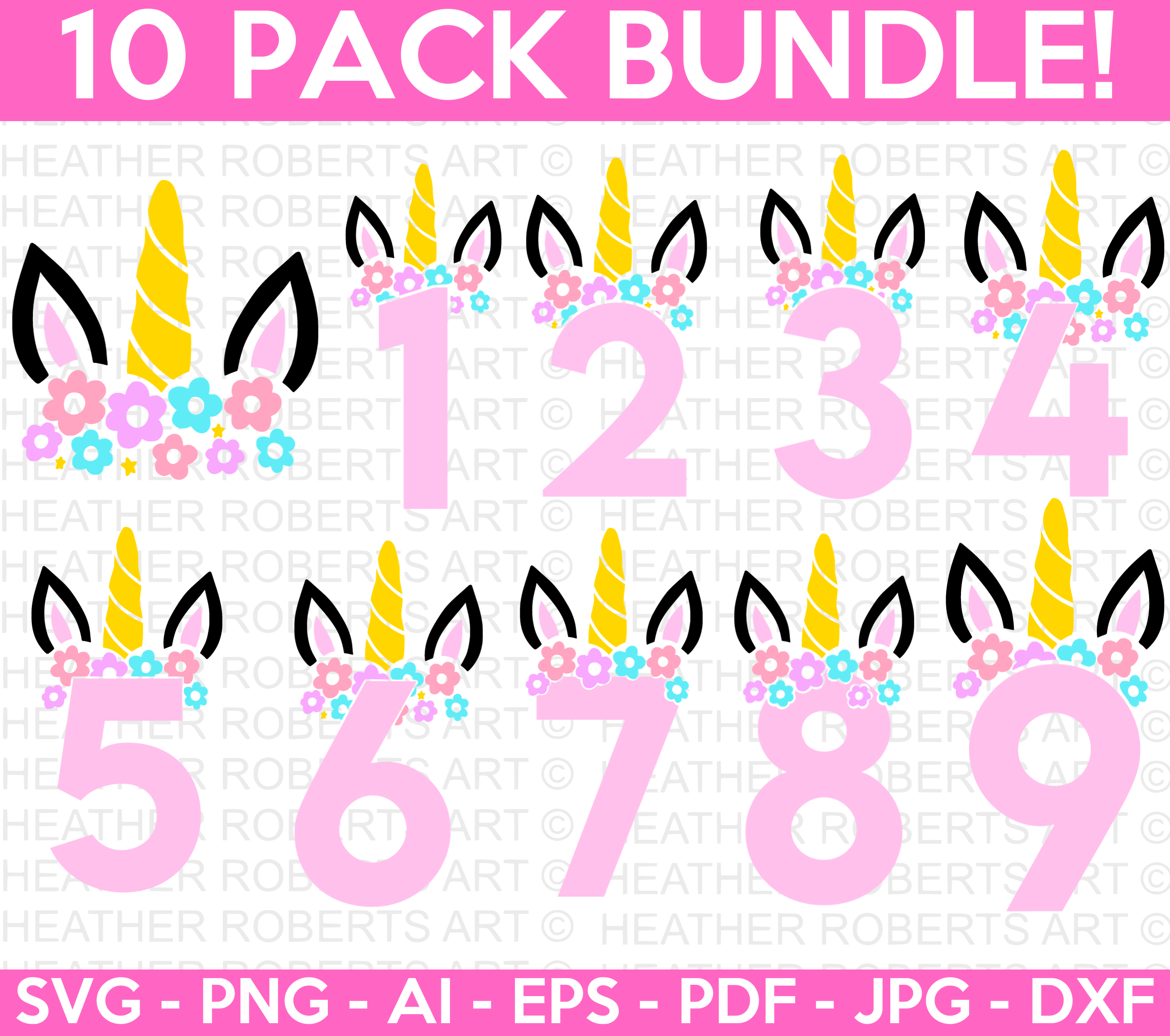 Unicorn Numbers SVG Bundle
