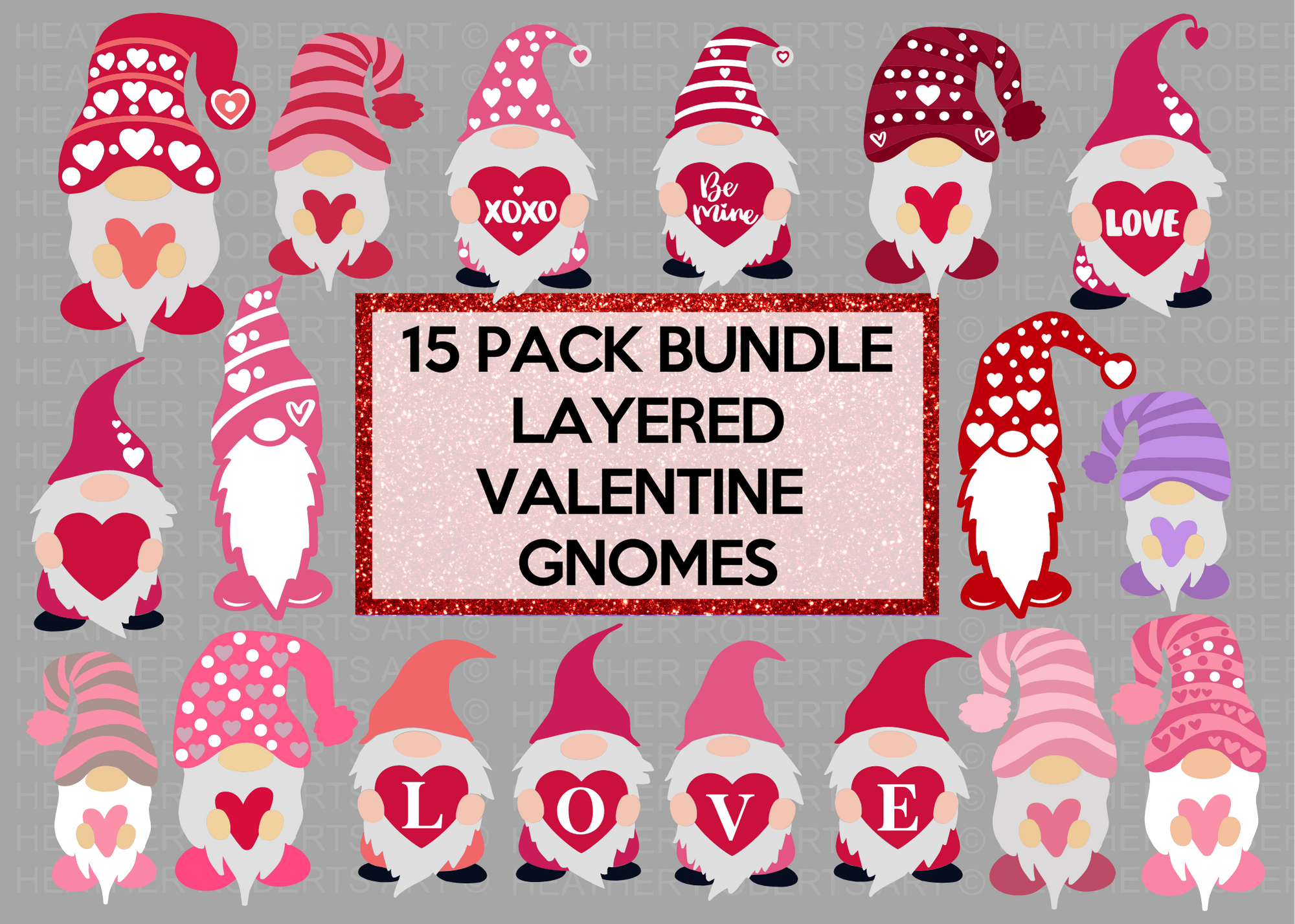 Valentine Gnomes Layered SVG Bundle