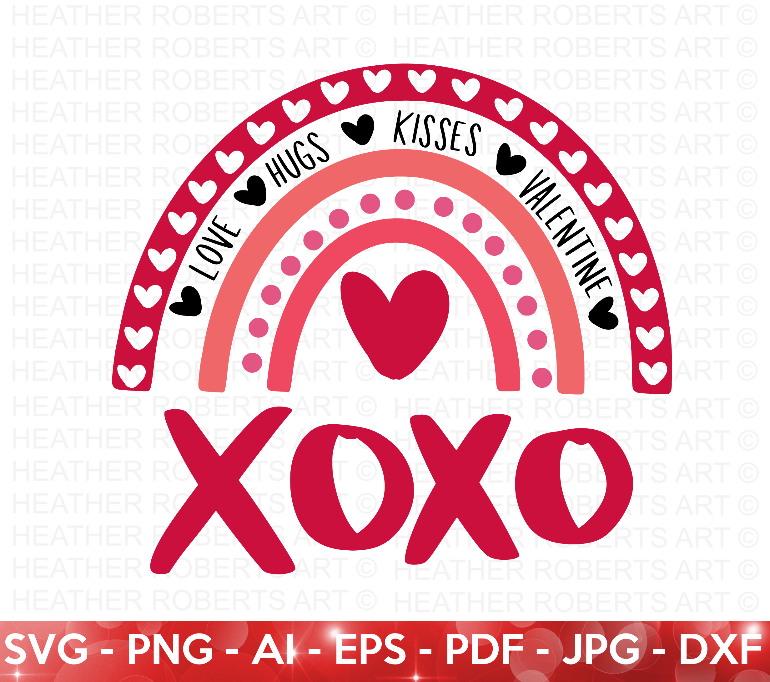 Valentine Rainbow XOXO svg