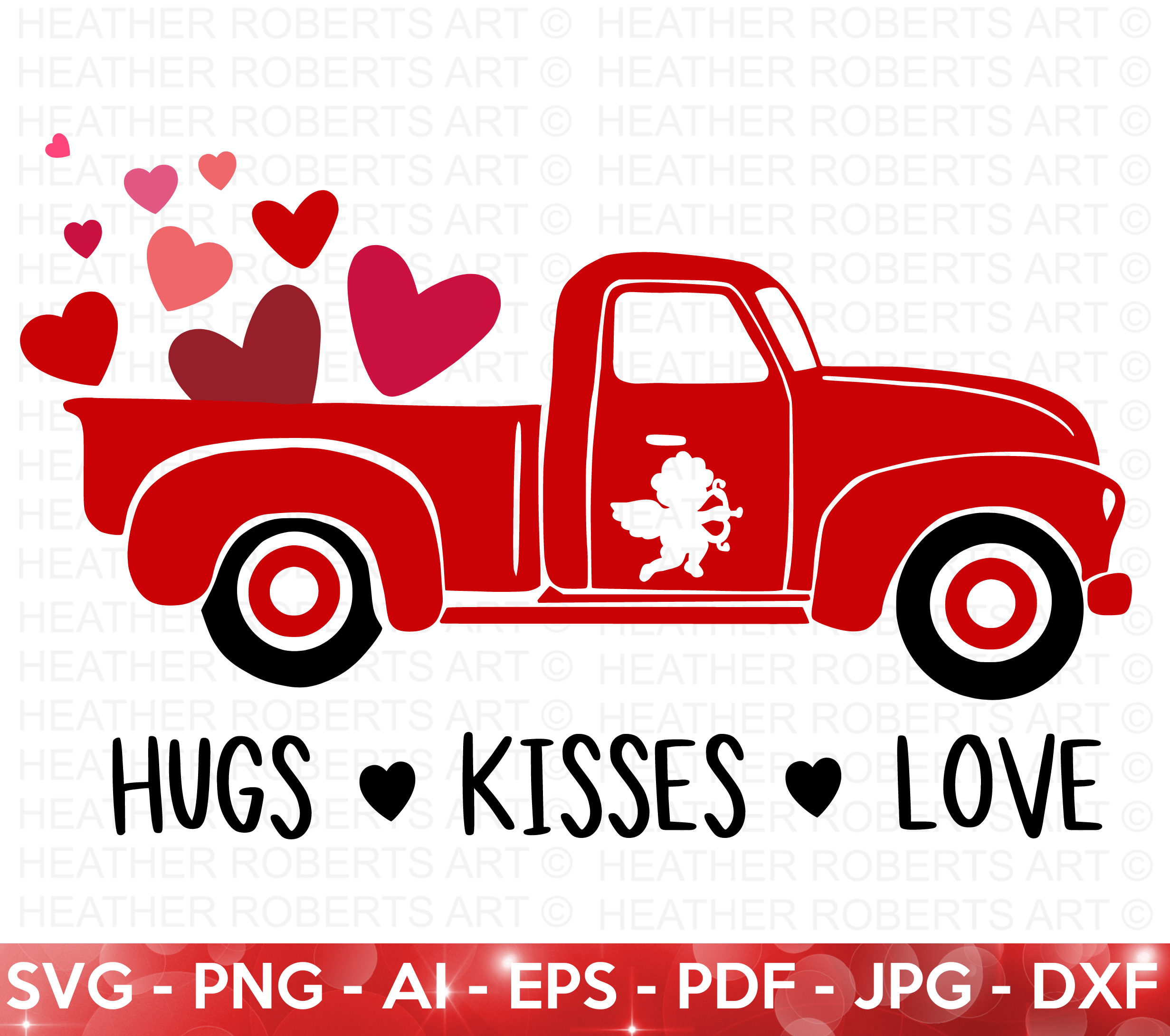 Valentine Red Truck SVG