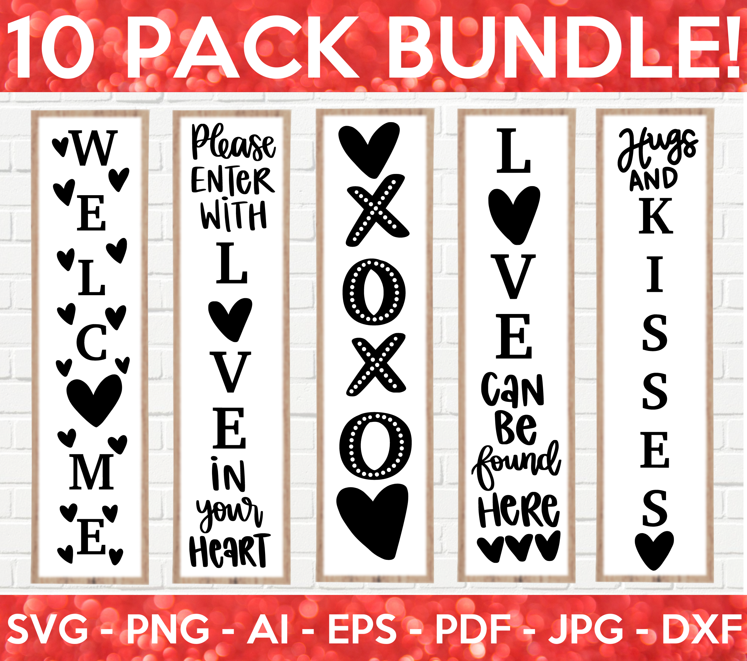 Valentine's Day Porch Sign SVG Bundle