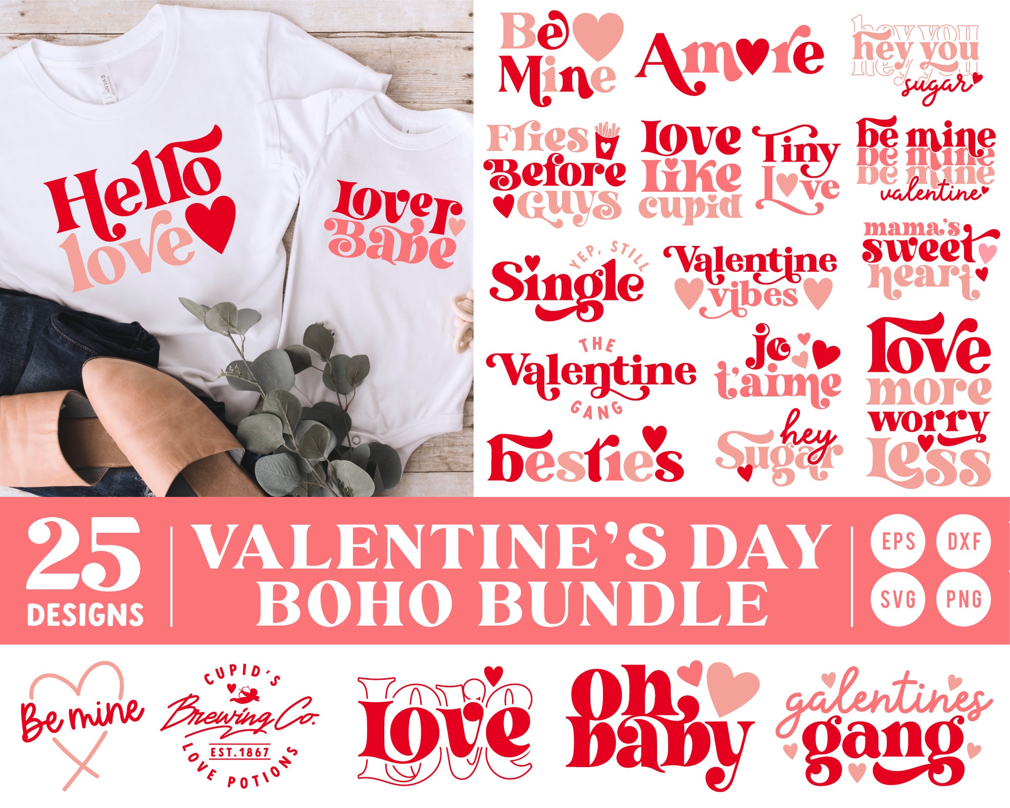 Valentine's Day Boho SVG Bundle | 25 Pack