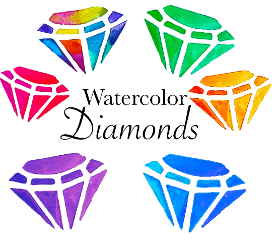 Watercolor Diamonds Clipart