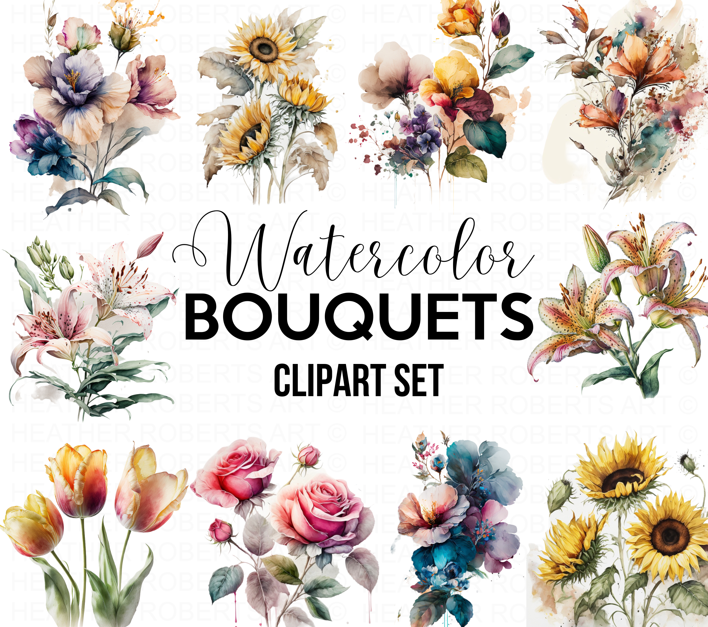 Watercolor Flowers Clipart