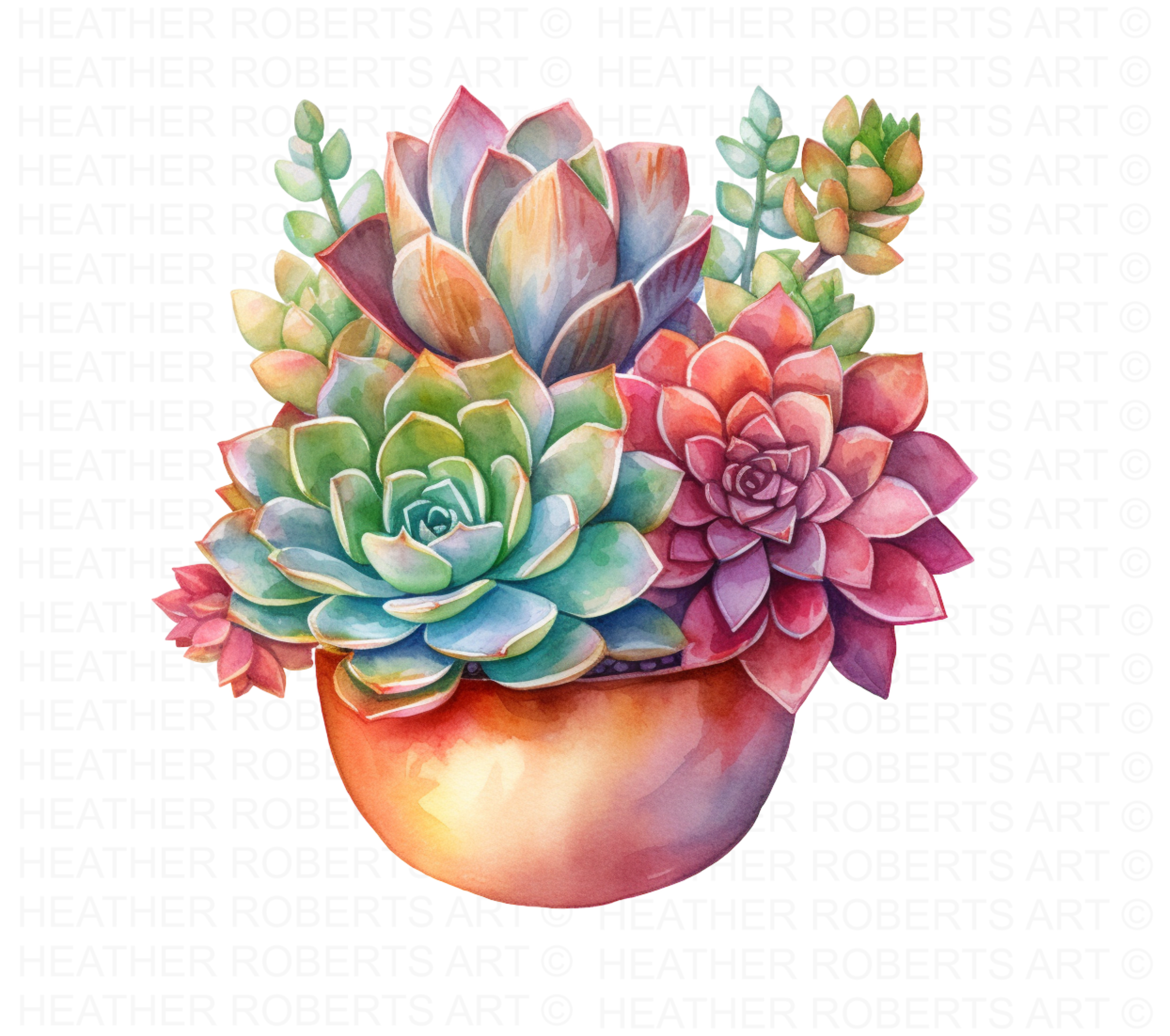 Watercolor Succulents Clipart