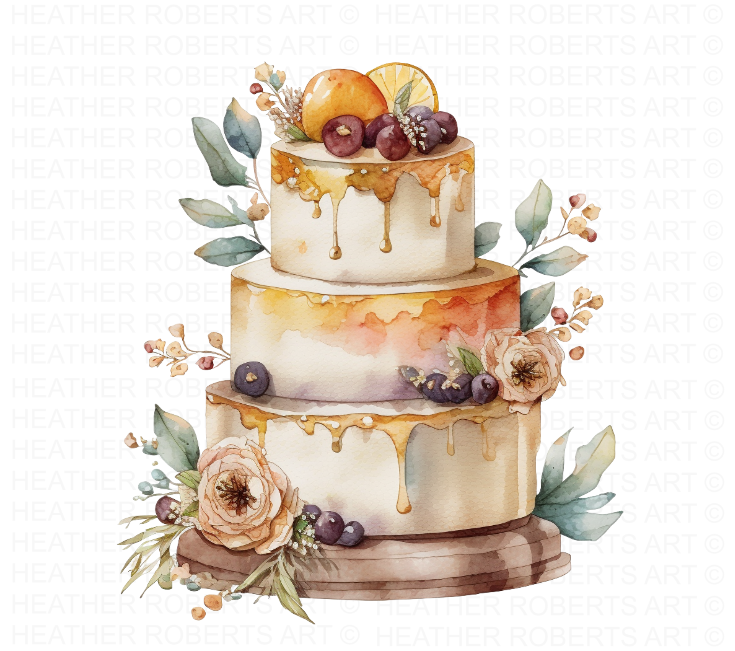 Watercolor Wedding Cakes Clipart